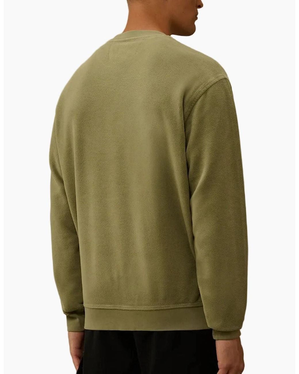 C P Company Green Brushed Fleece Lens Sweat for men