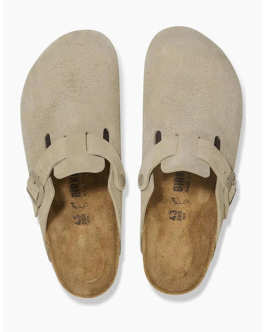 Birkenstock Boston White Suede Sandals for men