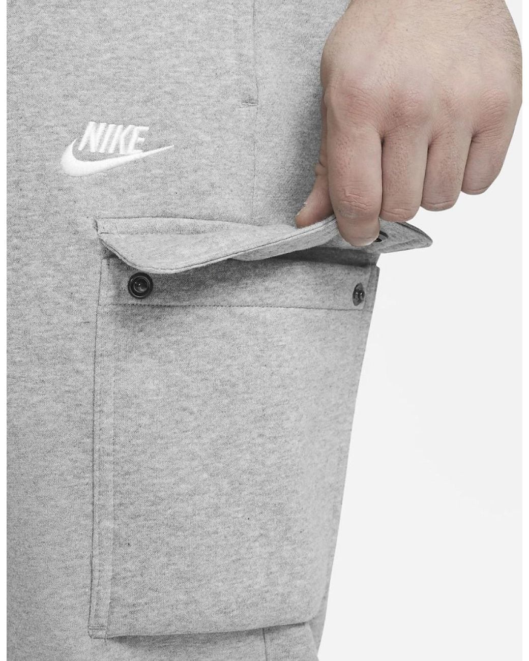Nike Gray Sportswear Club Fleece Cargo Joggers for men