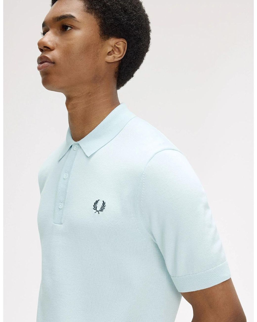 Fred Perry Blue Long Staple Cotton Knitted Shirt