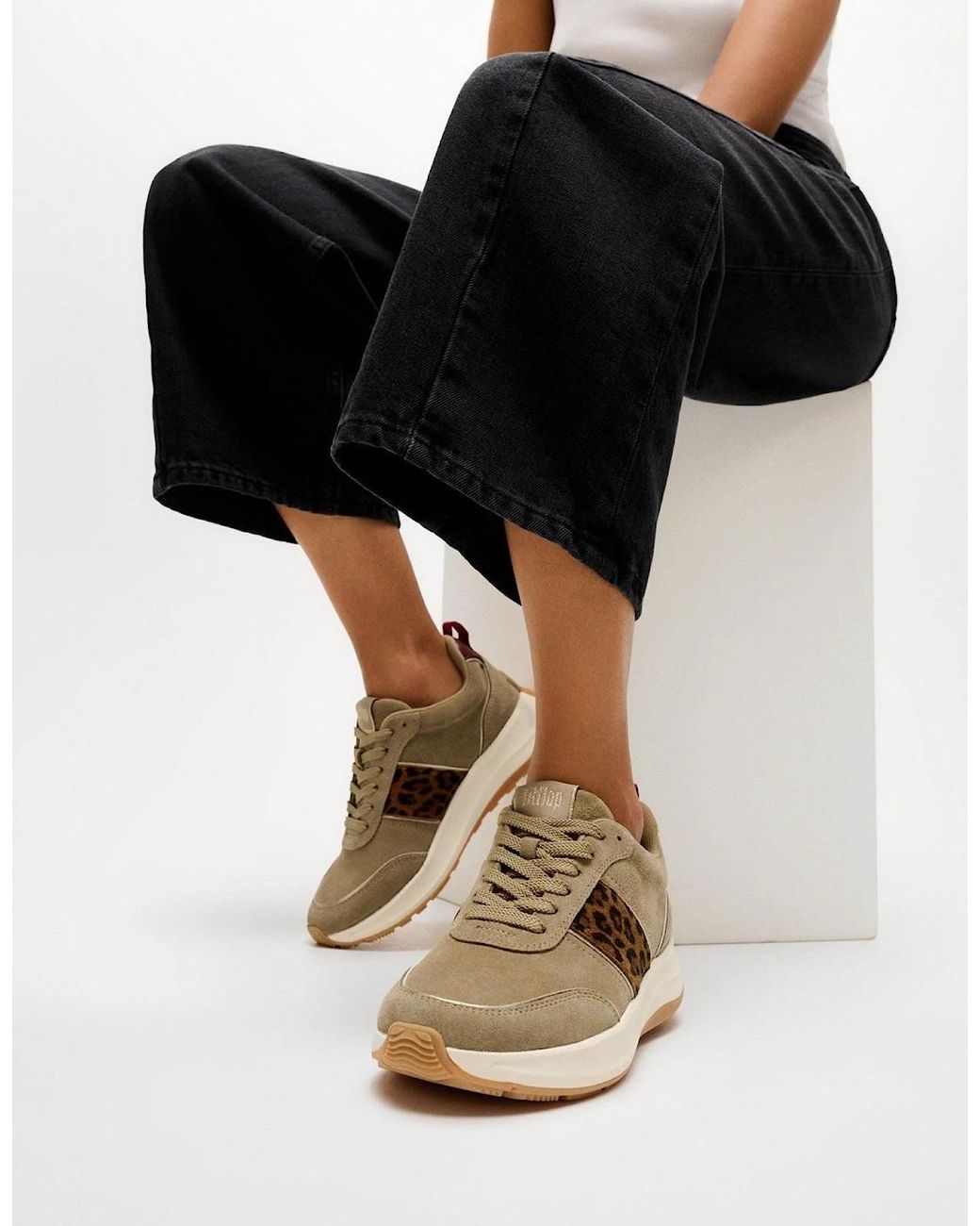 Fitflop Natural F-Mode Flow Suede Cappuccino Trainers