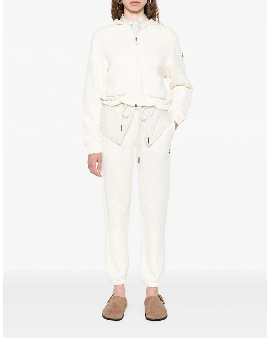 Moncler White Archive Logo Joggers
