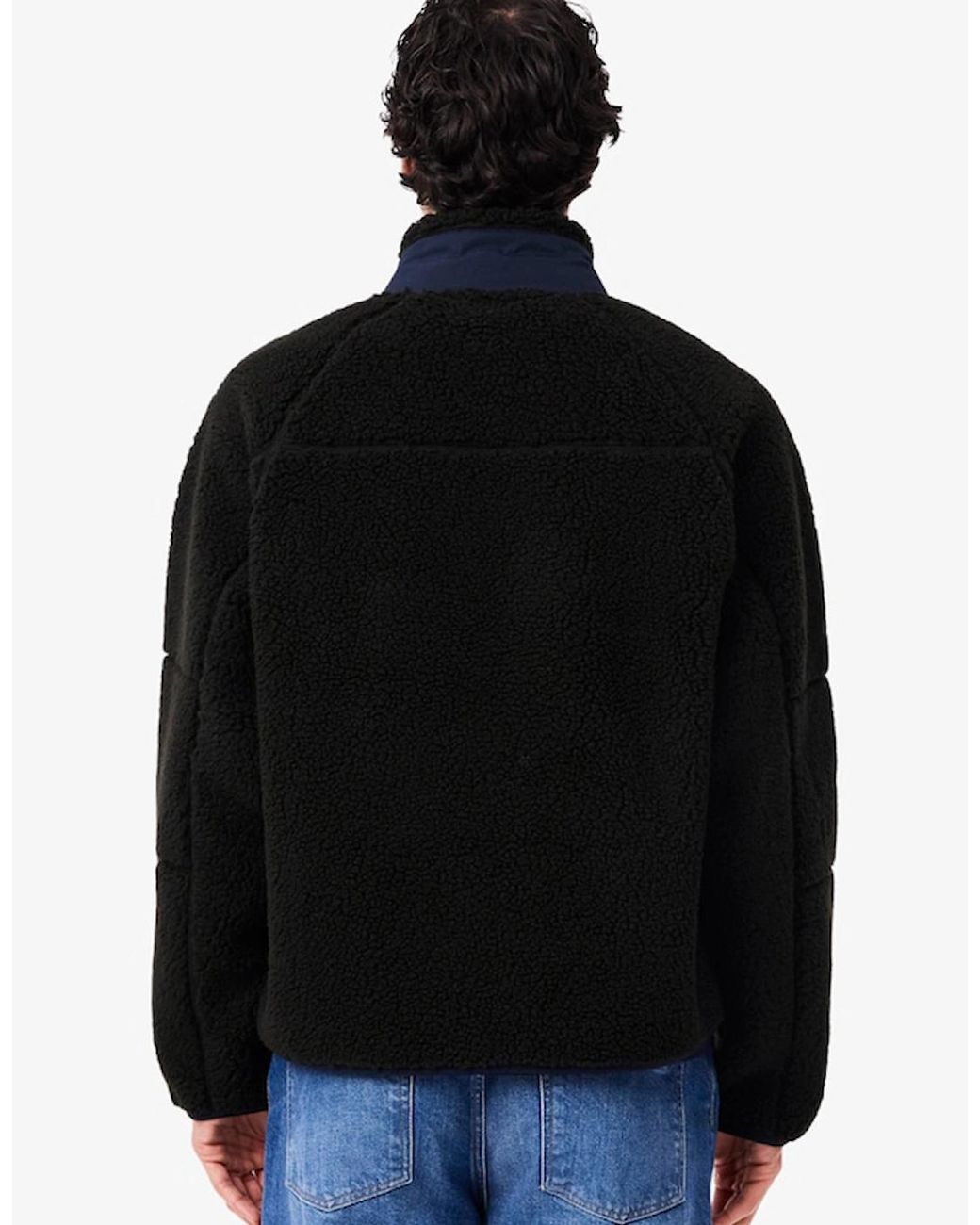 Lacoste Black Colour-Block Sherpa Fleece Jacket