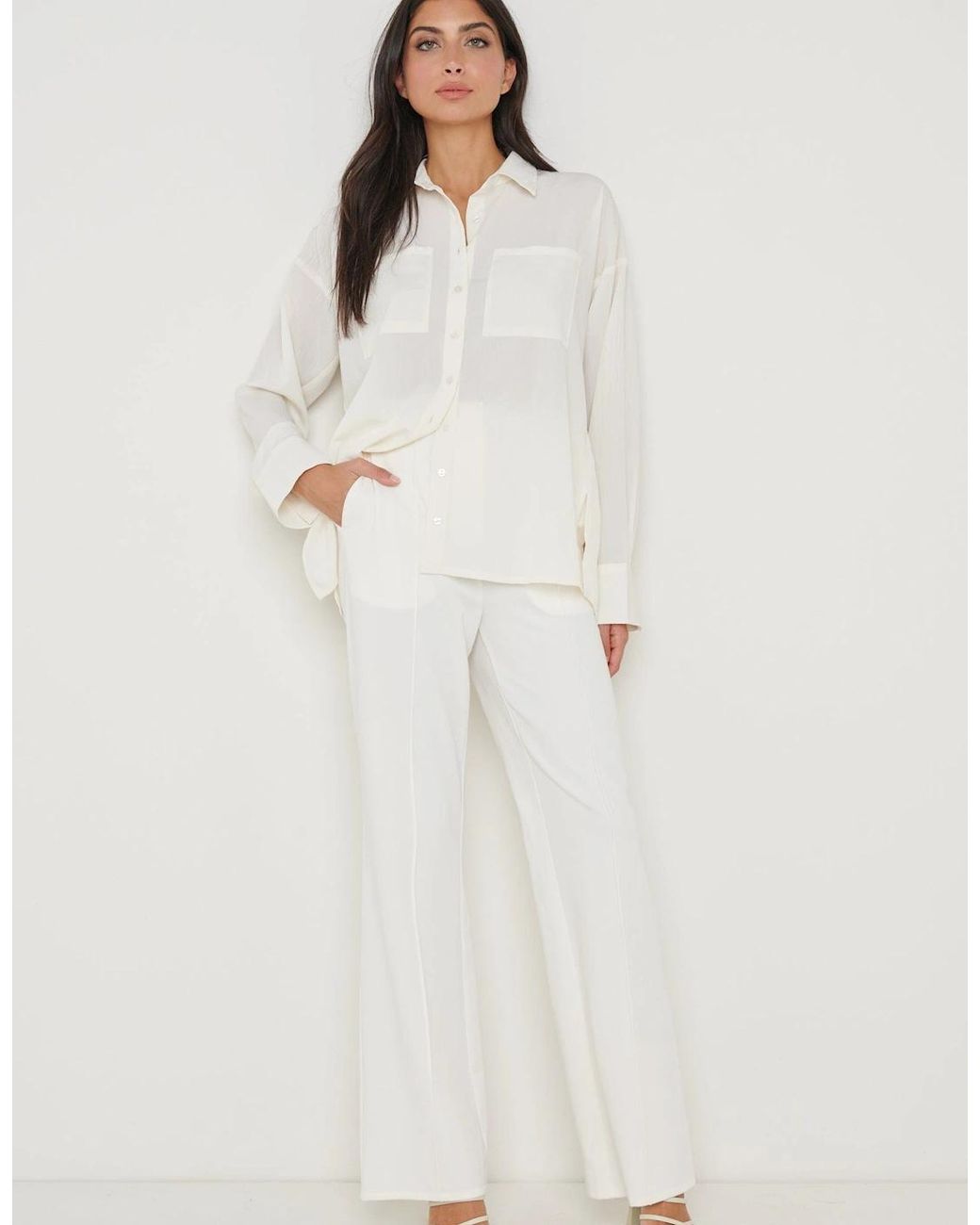 Pretty Lavish Natural Drew Crinkle Shirt