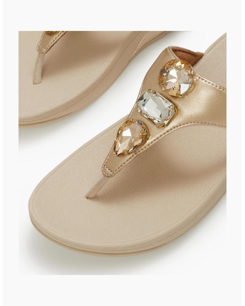 Fitflop White Lulu Ultra-Jewel Metallic Toe-Post Sandals