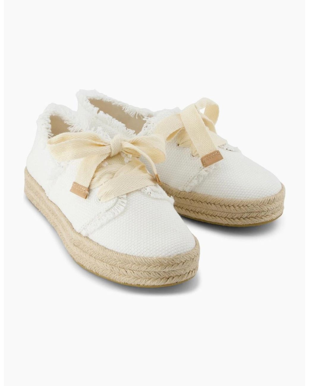 TOMS White Carolina Espadrille Lace Up Shoes