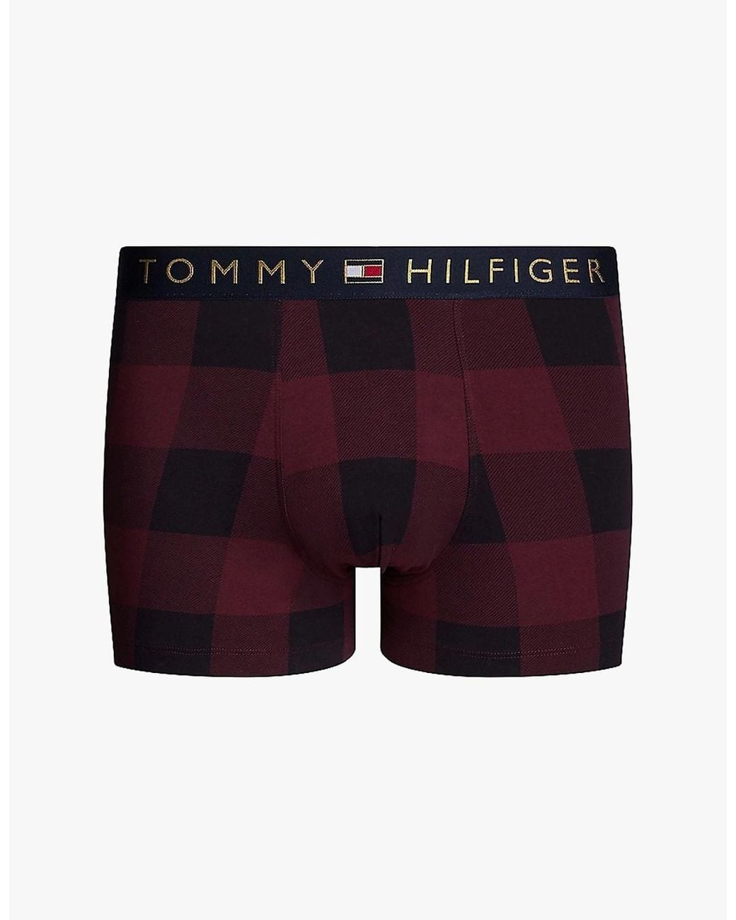 Tommy Hilfiger White Original Trunk & Sock Gift Set Buffalo Check for men
