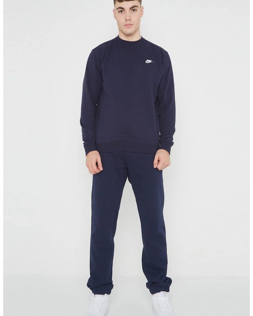 Nike Blue Clubfleece Crewneck Full Tracksuit Set