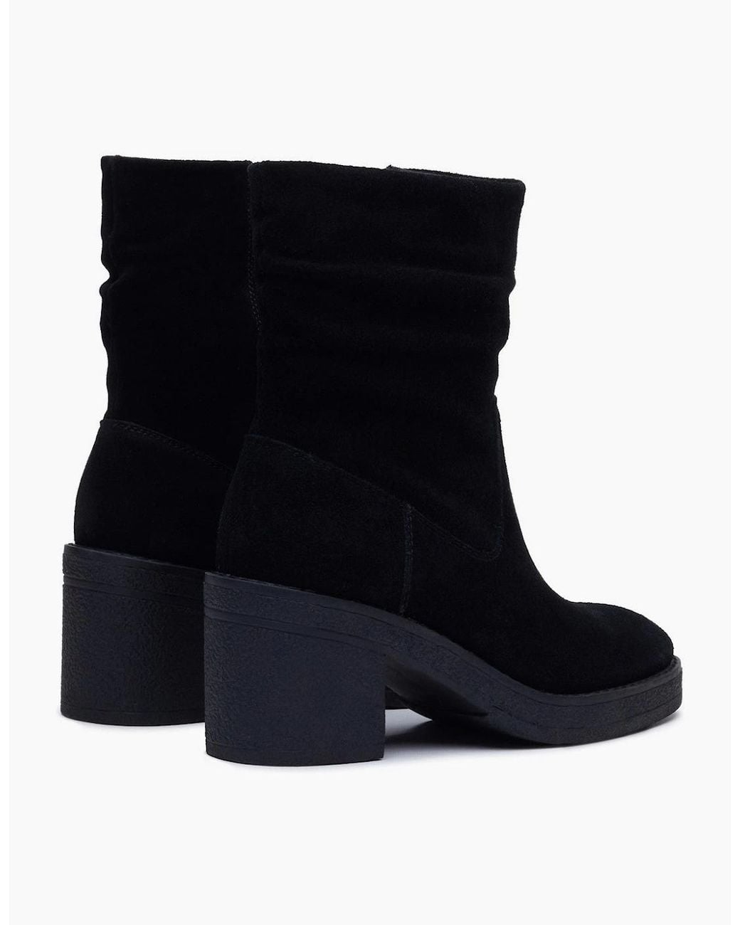 Hush Puppies Black Flora Ruched Boot Mid Calf Boots