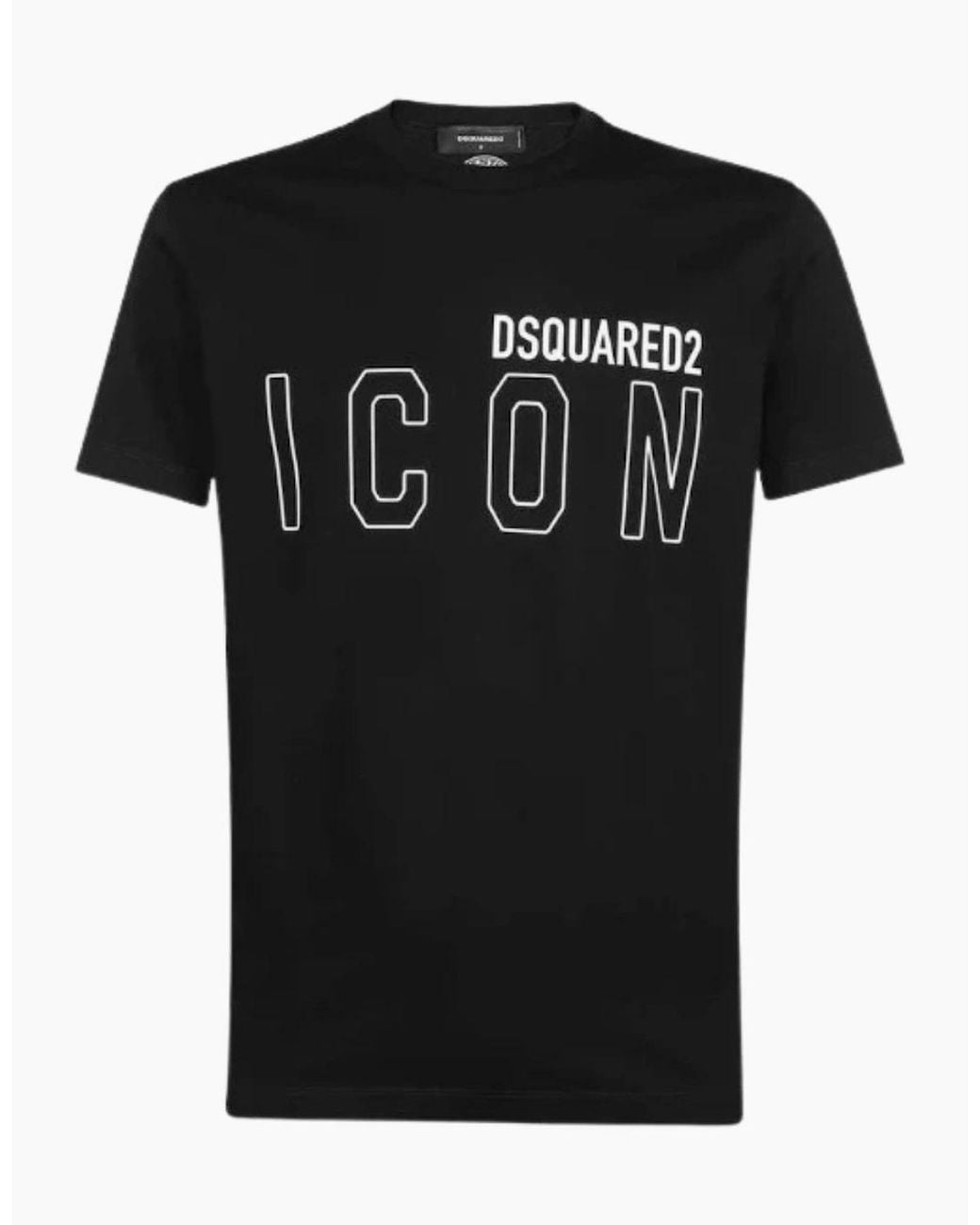 DSquared² Black Icon Outline Logo T-Shirt for men