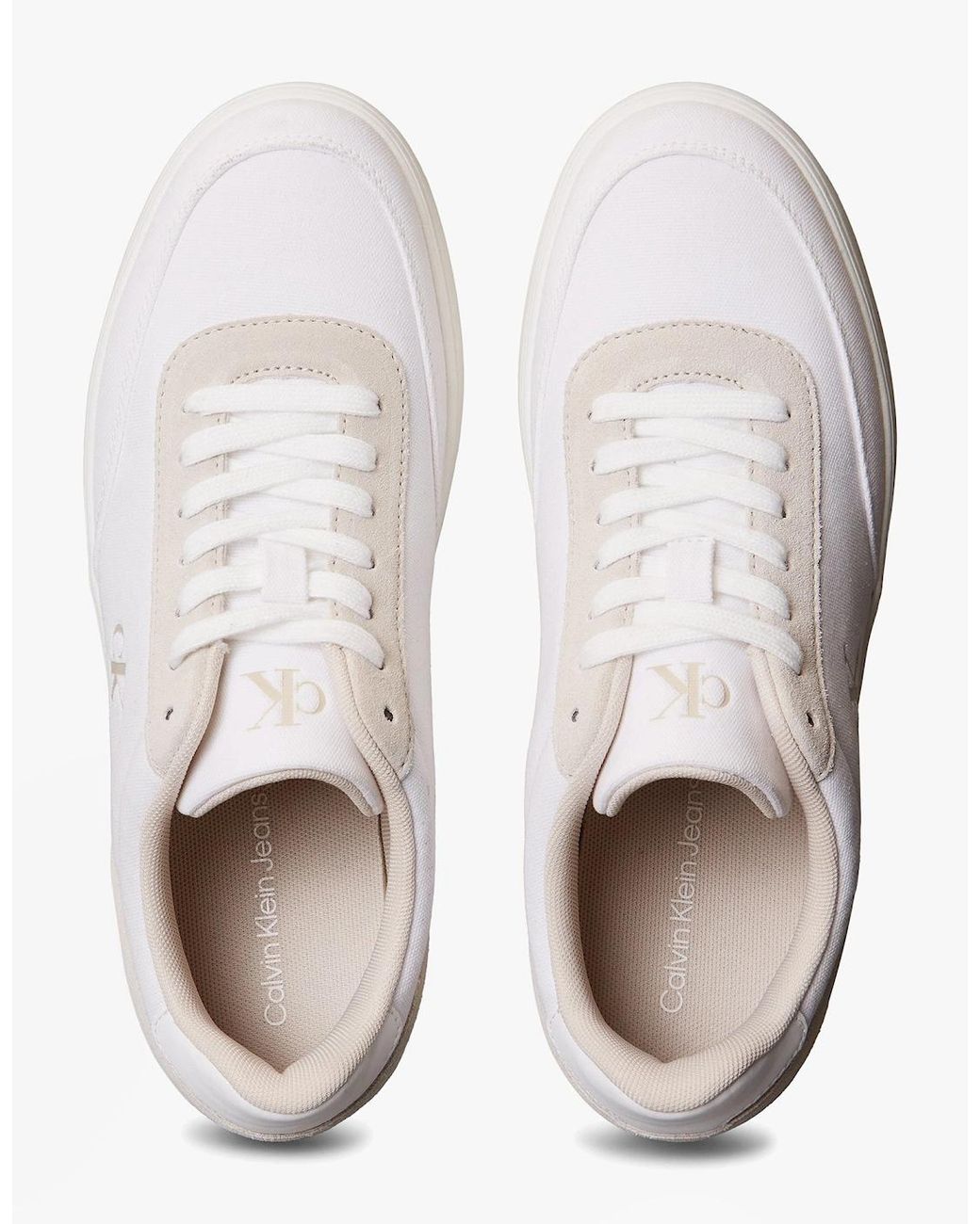 Calvin Klein White Classic Canvas Trainers Bright/Eggshell for men