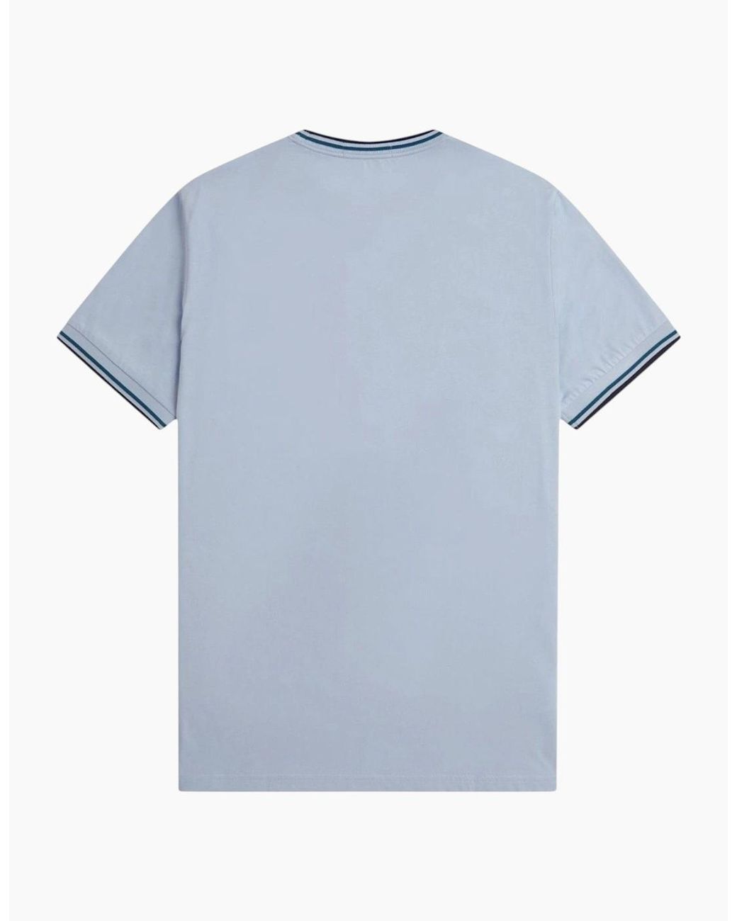 Fred Perry Blue Twin Tipped T Shirt Crew Neck Short Sleeve Summer Tee for men