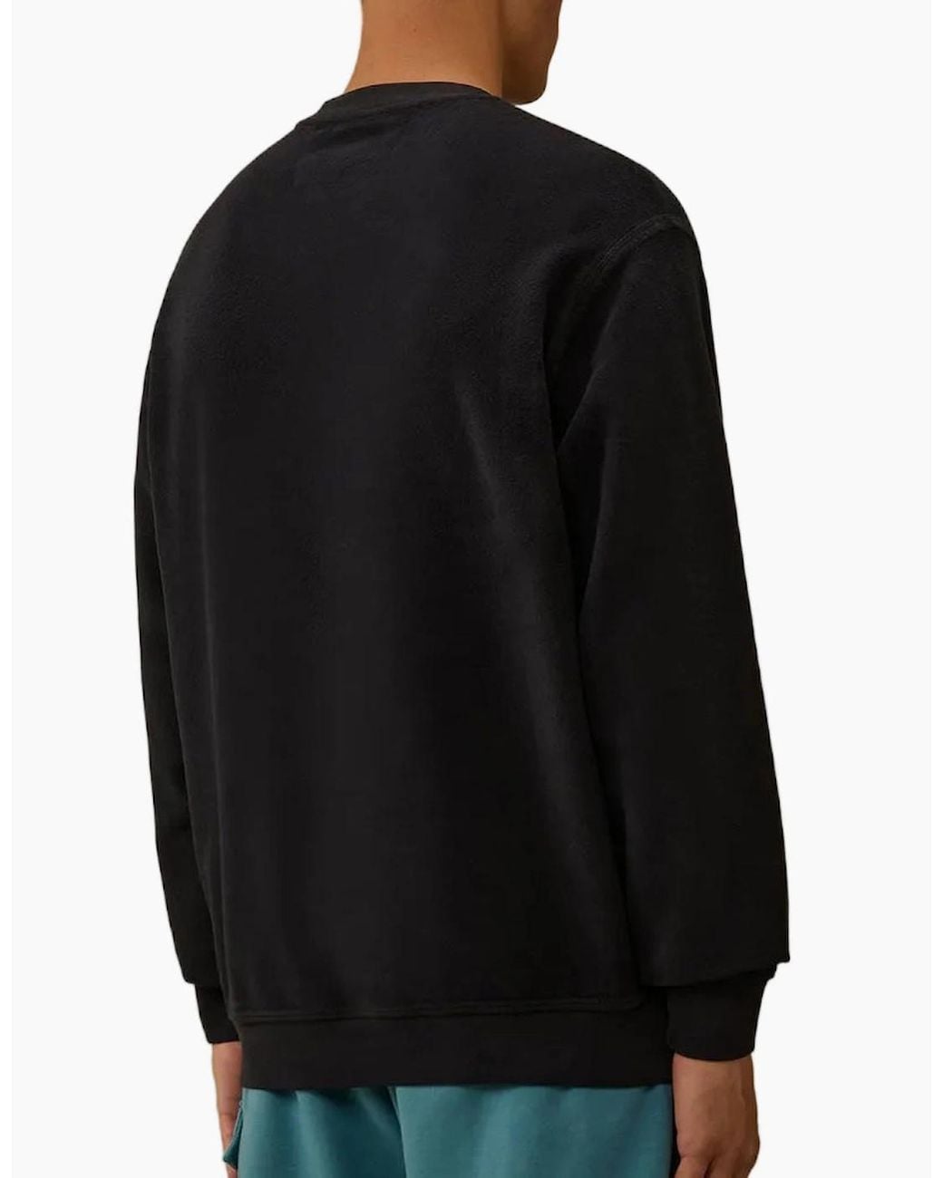 C P Company Black Brushed Fleece Lens Sweat for men