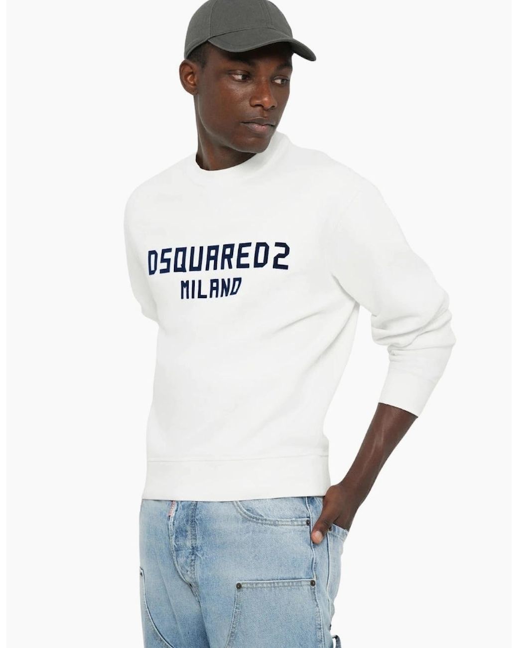 DSquared² White Cool Fit Milano Crew Neck Jumper for men