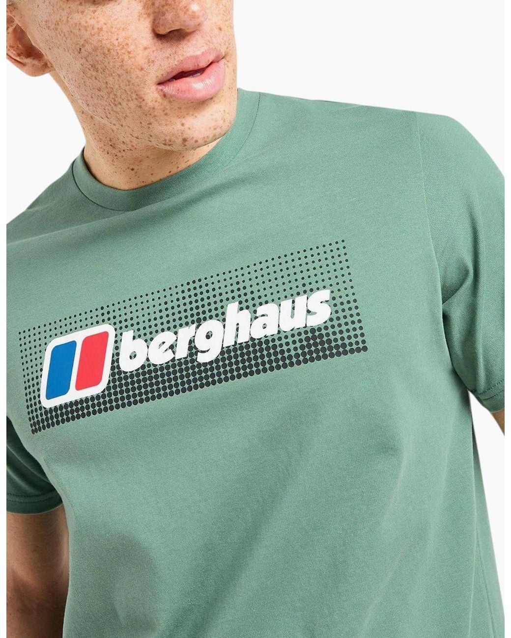 Berghaus Green T Shirt Dot Maintain Logo Crew Neck Short Sleeve Cotton Summer Tee for men