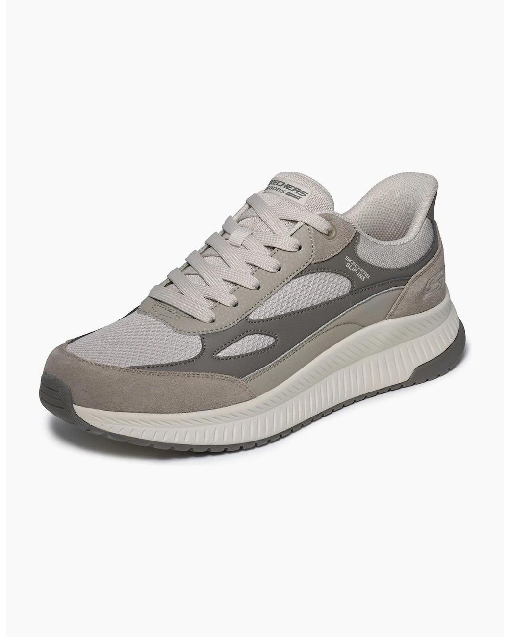 Skechers Gray Bobs Squad 4 Core Look Taupe/Multi Pu/Mesh Trainers for men
