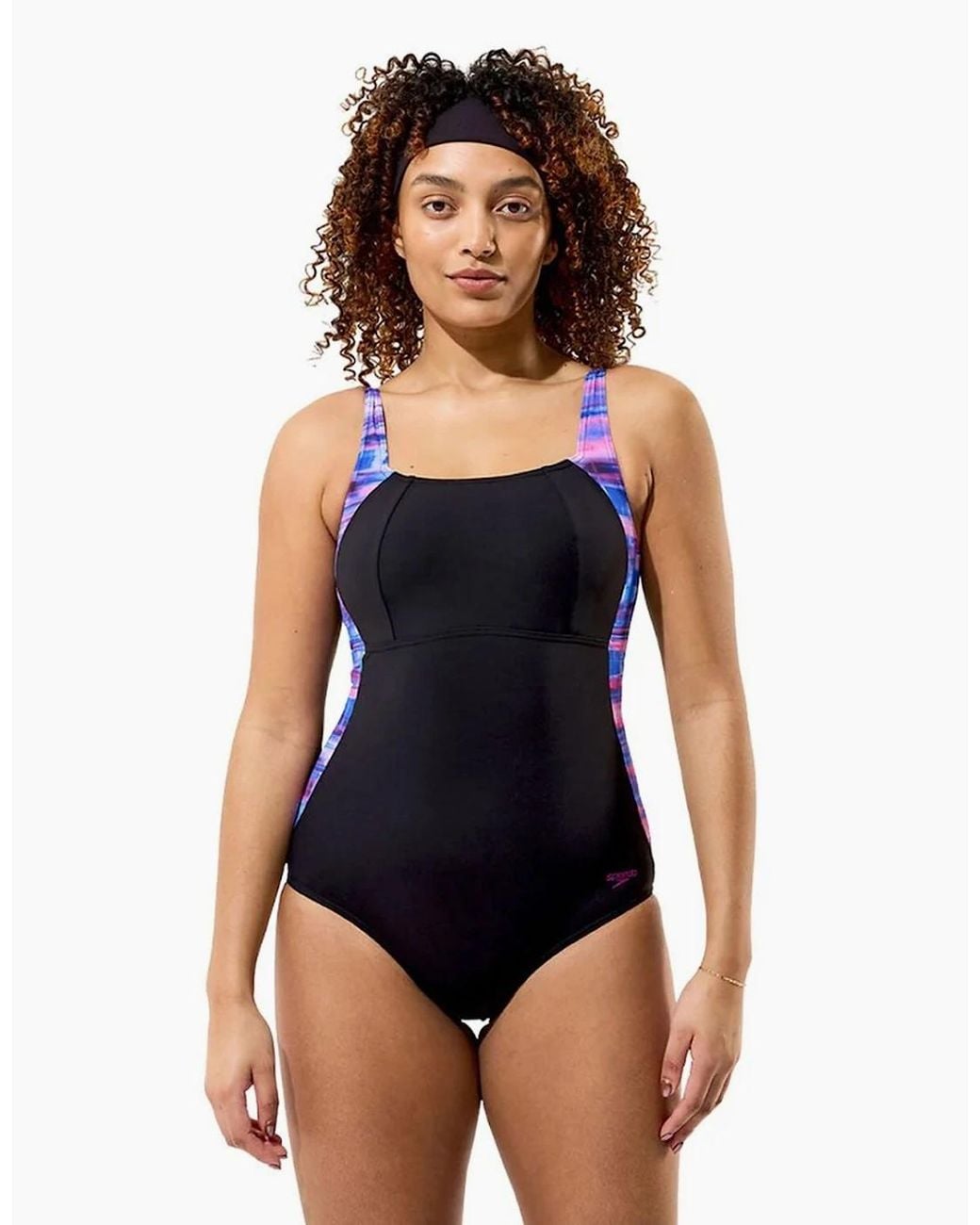 Speedo Blue Ladies Luna Lustre Distorted One Piece Swimsuit