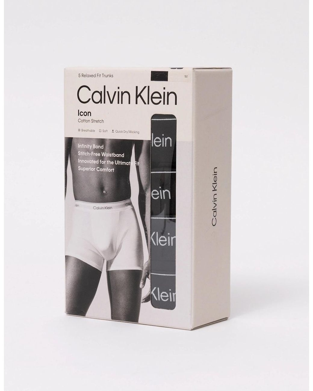 Calvin Klein Black 5 Pack Icon Cotton Stretch Relaxed Fit Trunks for men