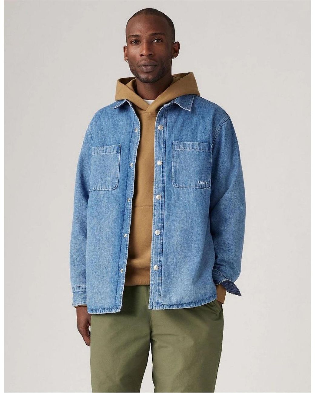 Levi's Blue Levi's Bryant Snap Button Solid Patterned Overshirt for men