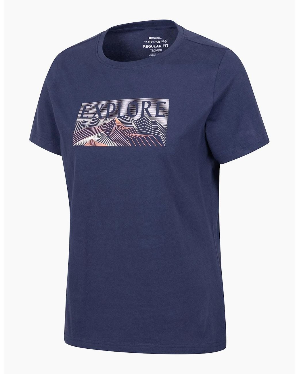 Mountain Warehouse Blue Explore Graphic Regular Short Sleeve Uv Protection T Shirt