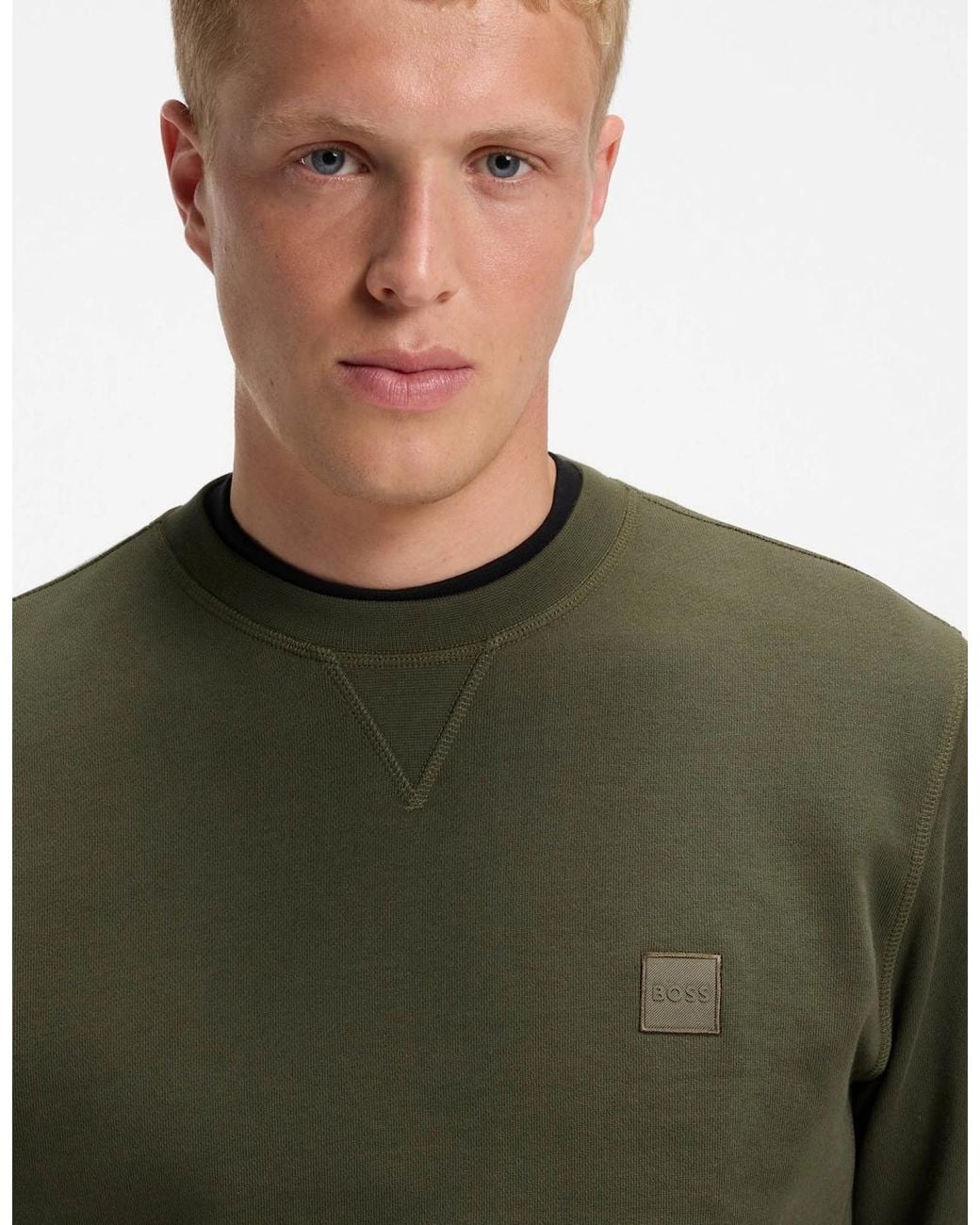 Boss Gray Boss Westart Crew Neck Sweatshirt With Logo Patch for men