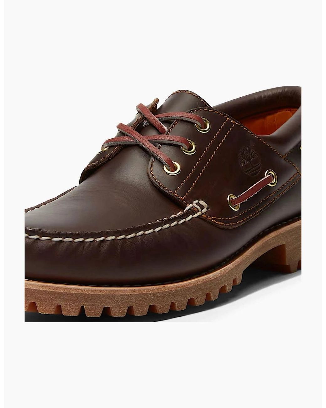 Timberland Brown Authentic 3-Eye Lug Handsewn Boat Shoe for men