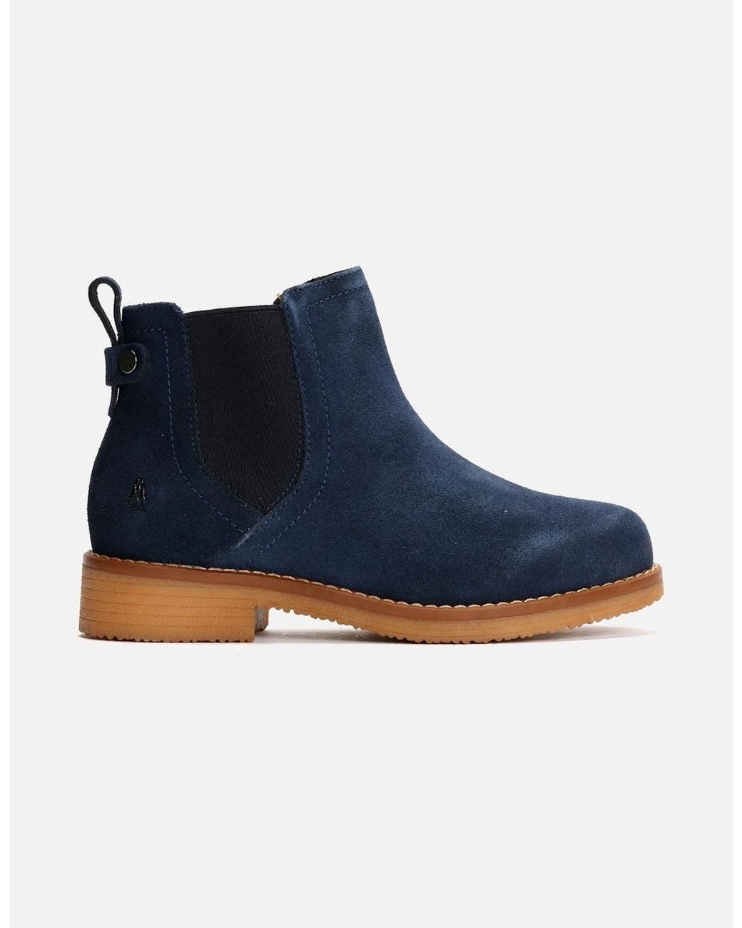 Hush Puppies Blue Maddy Wide Suede Flat Chelsea Boots