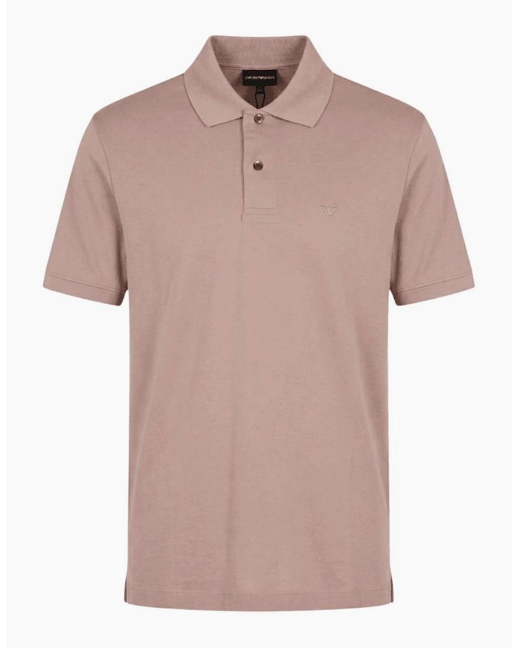 Emporio Armani Pink Embroided Logo Viscose Soft Touch Polo Shirt for men