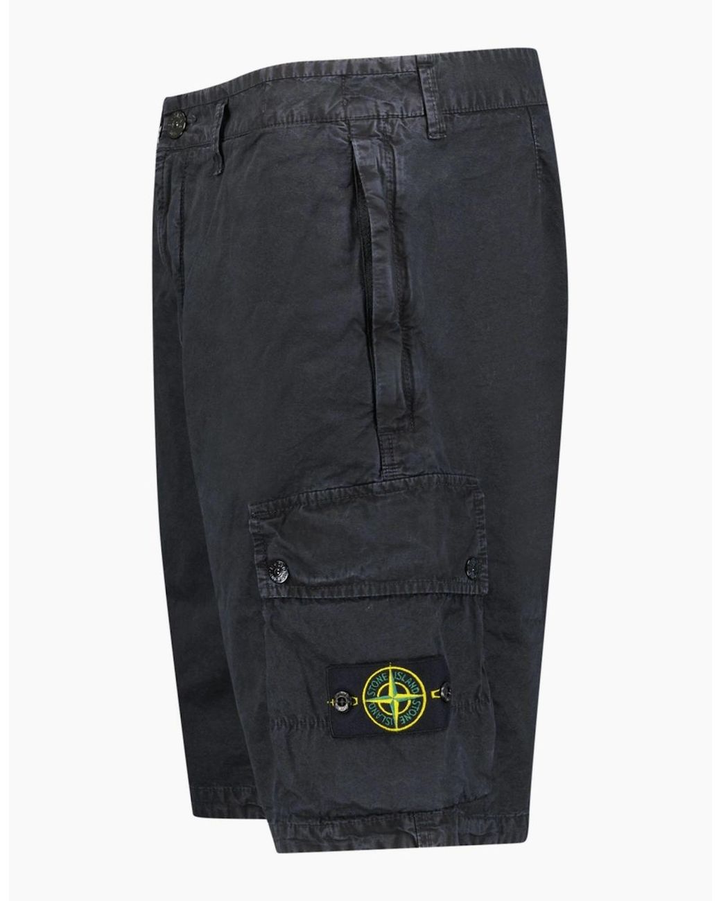 Stone Island Gray Brushed Organic 'Old Effect' Shorts for men