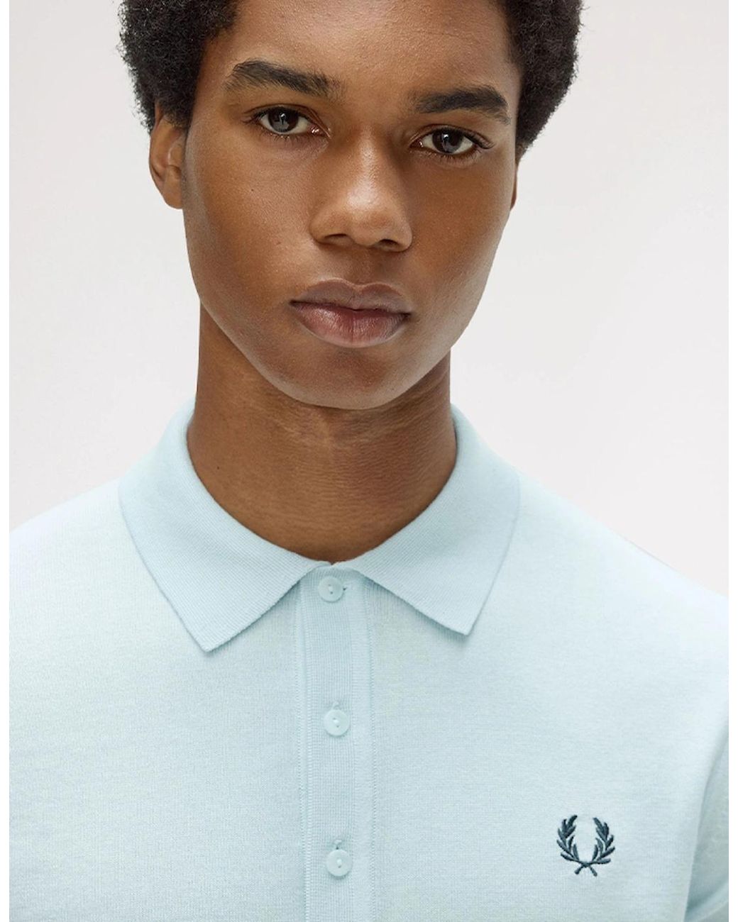 Fred Perry Blue Long Staple Cotton Knitted Shirt