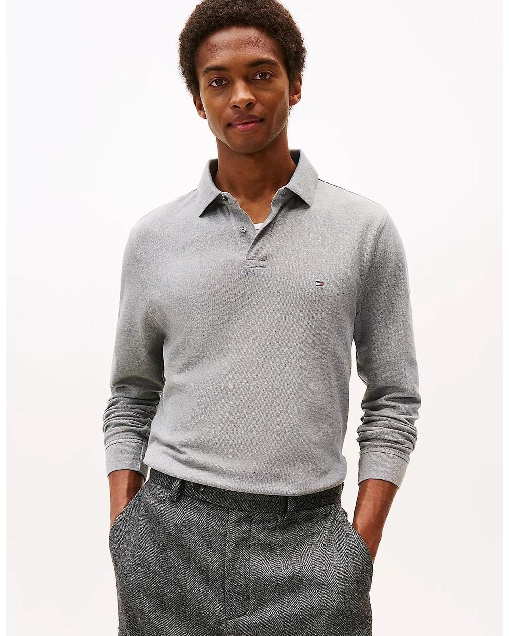 Tommy Hilfiger Gray 1985 Regular Long Sleeve Polo Shirt for men