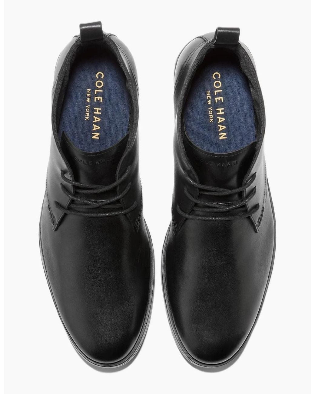 Cole Haan Black Newmark Grand Flexcraft Leather Chukka Boots for men
