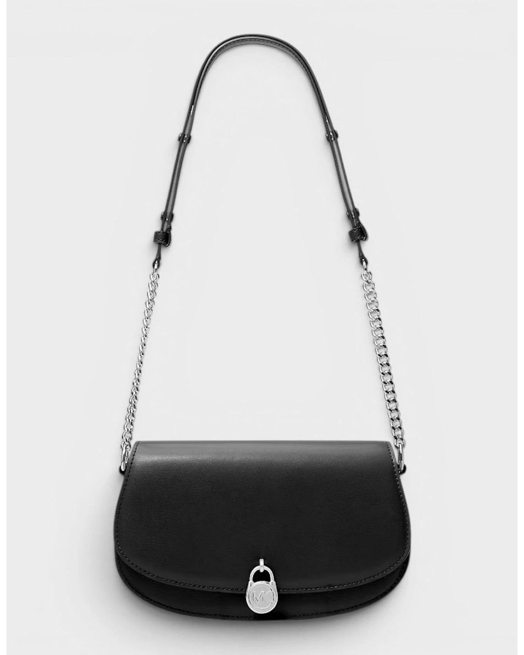 Michael Kors White Mila Medium Leather Messenger Bag