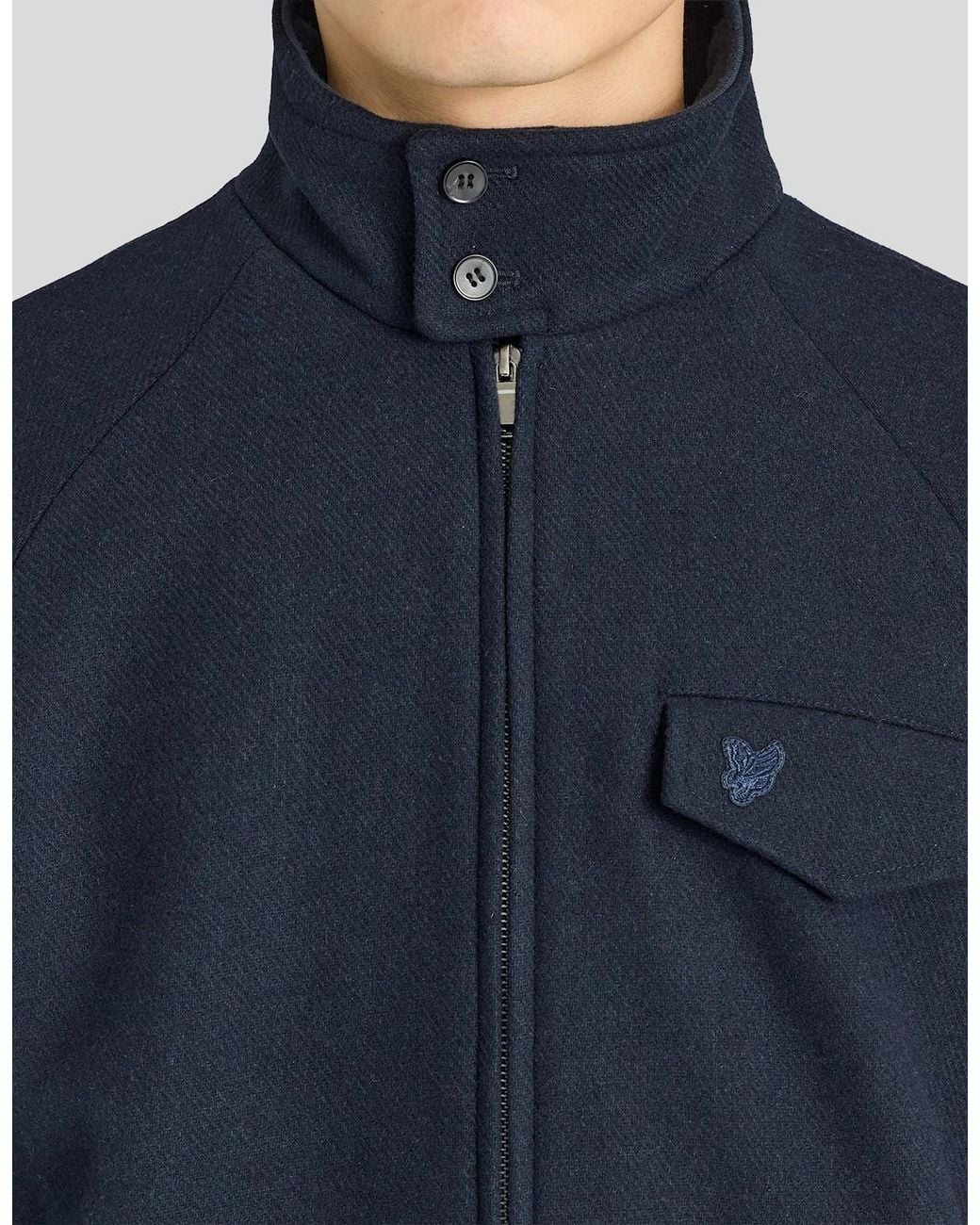 Lyle & Scott Blue Wool Harrington Jacket for men