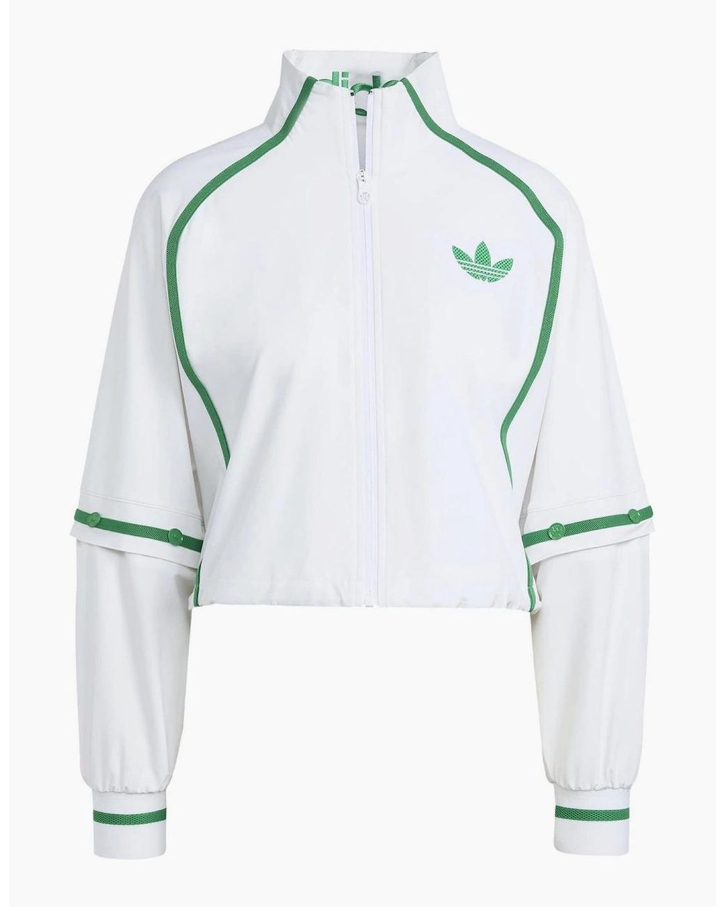 Adidas White Tennis Solid Patterned High Neck Track Jacket