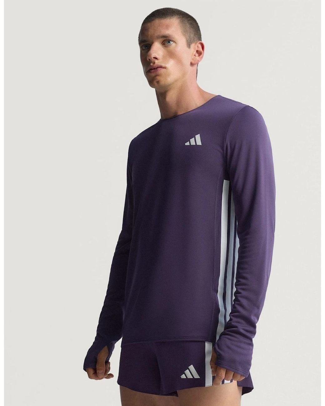 Adidas Blue Adizero Running Long Sleeve Top for men