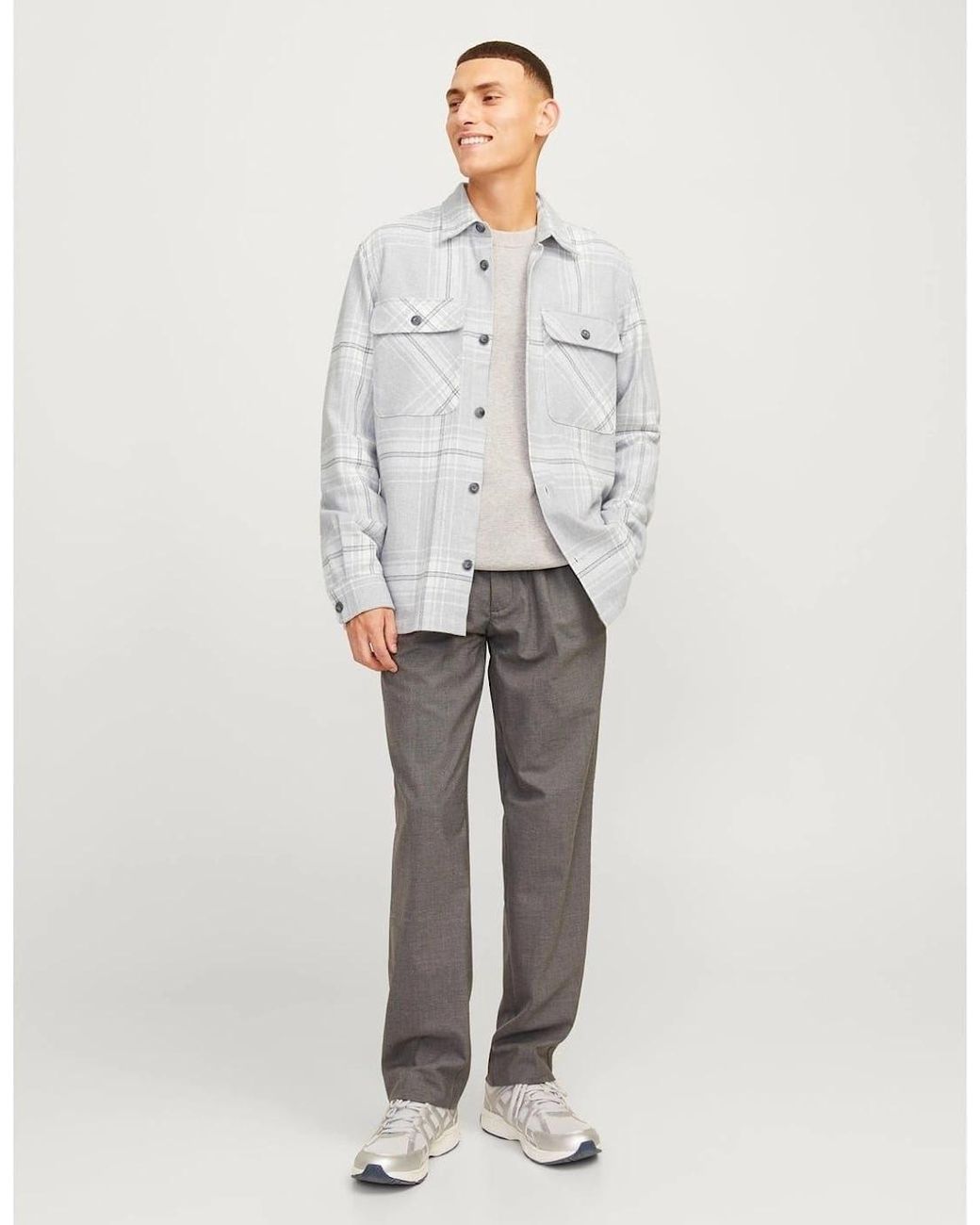 Jack & Jones Gray Raymond Regular Fit Long Sleeve Shirt for men