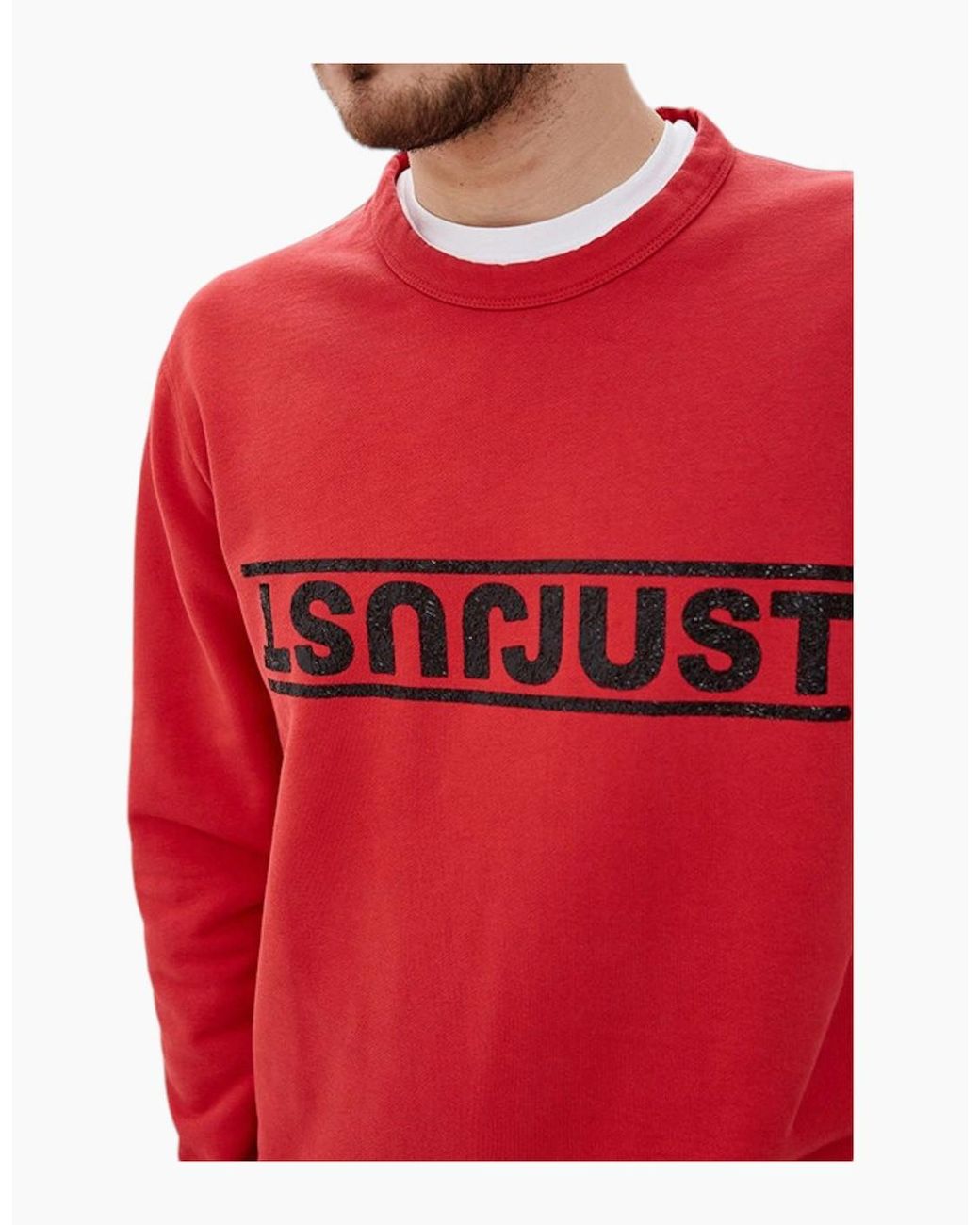 Just Cavalli Red S01Gu0031 Sweatshirt Printed Crew Neck Casual Pullover Jumper for men