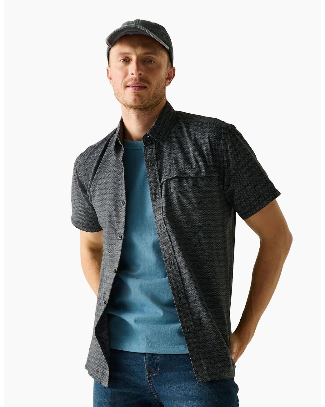 Regatta Black Mindano Triangle Short-Sleeved Shirt for men