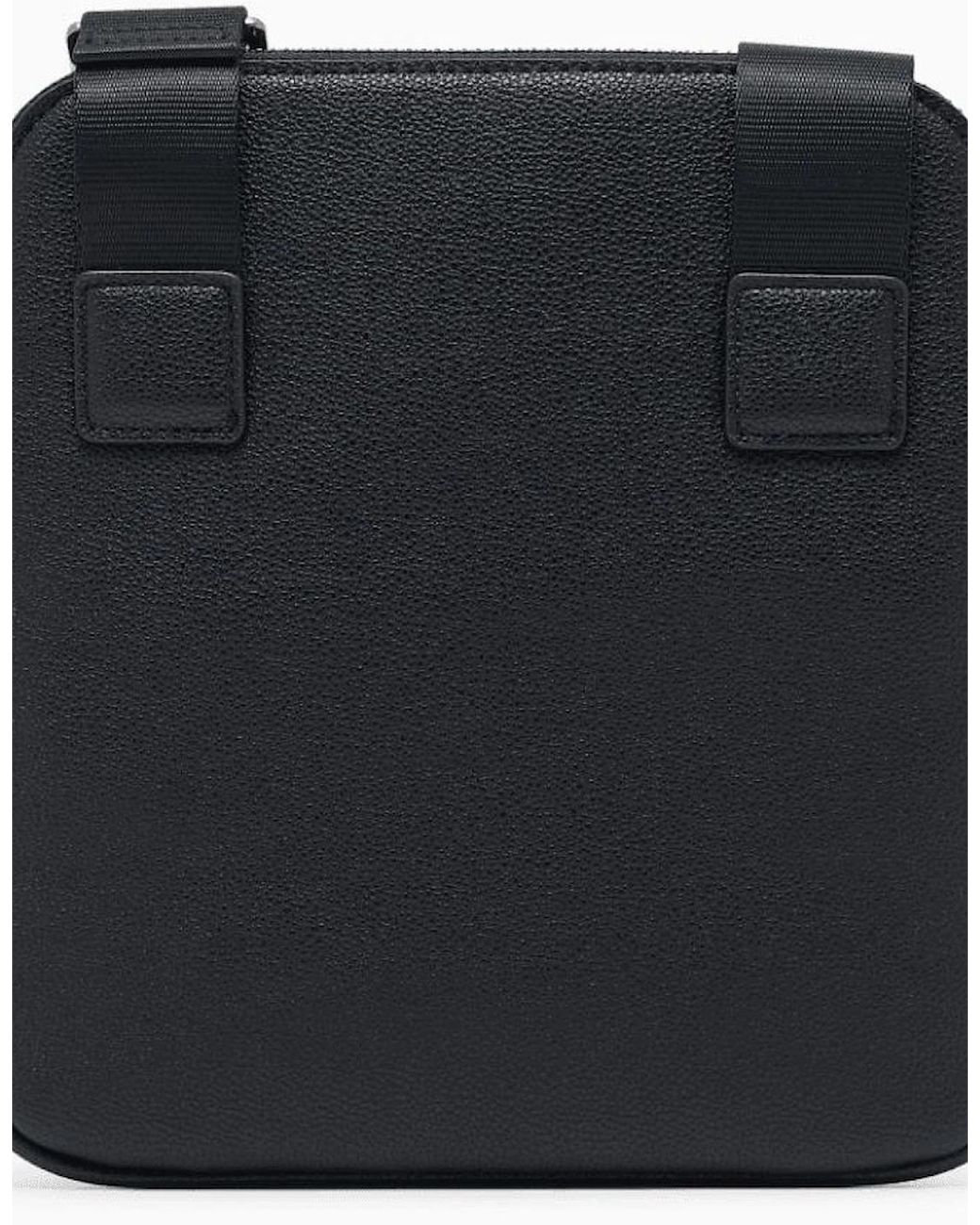 ARMANI EXCHANGE Black Embossed Logo Mini Crossbody Bag for men