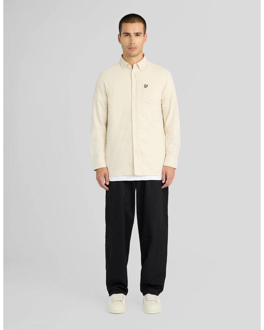 Lyle & Scott Natural Button Down Flannel Shirt for men