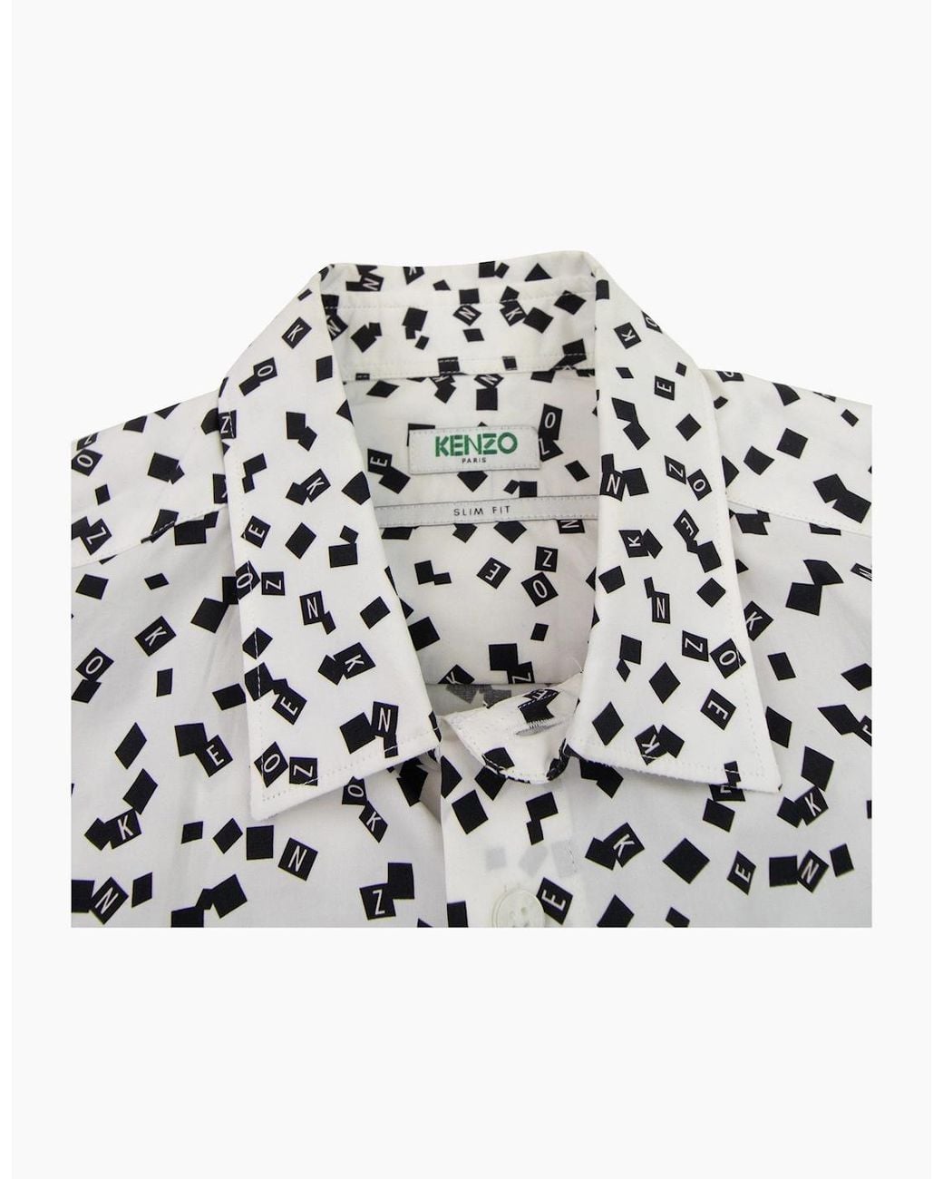 KENZO White All Over Print Letter Print Slim Fit Shirt for men