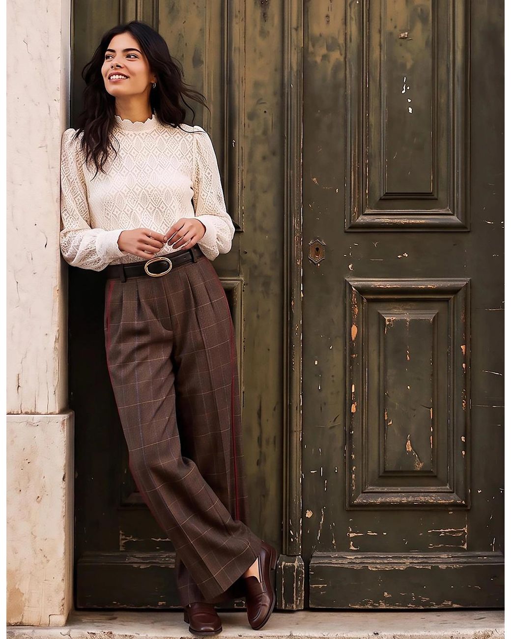 Nooki Design Brown Nevada Check Trousers