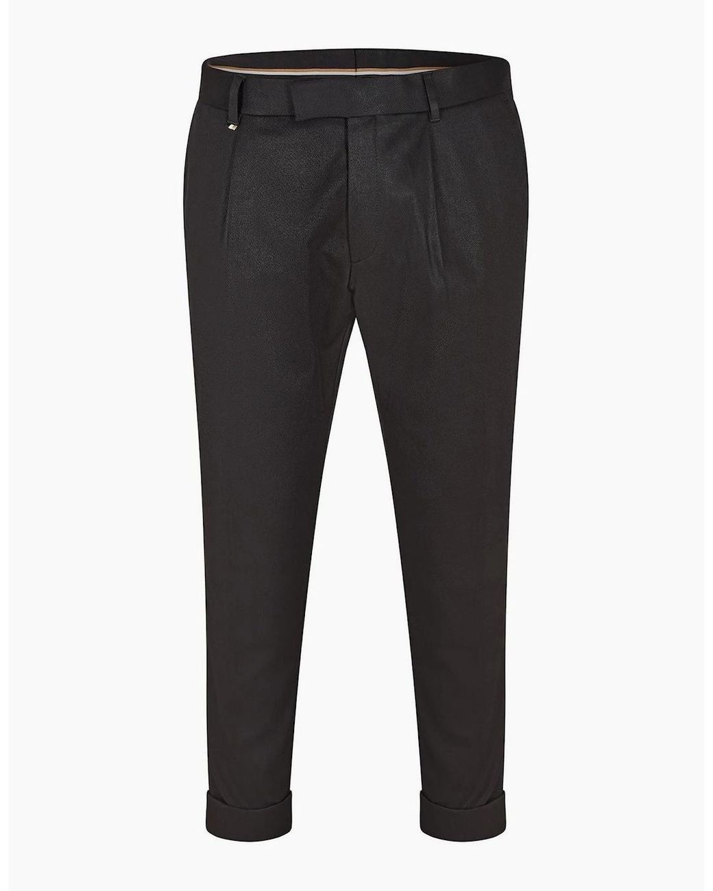 Boss Black Pepe Solid Patterned Pleated Chinos for men