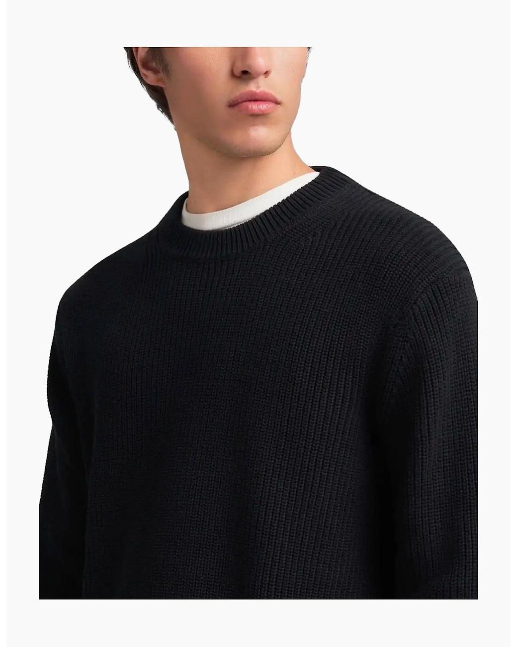 Replay Black Chunky Rib Knit Pullover Jumper Dark for men