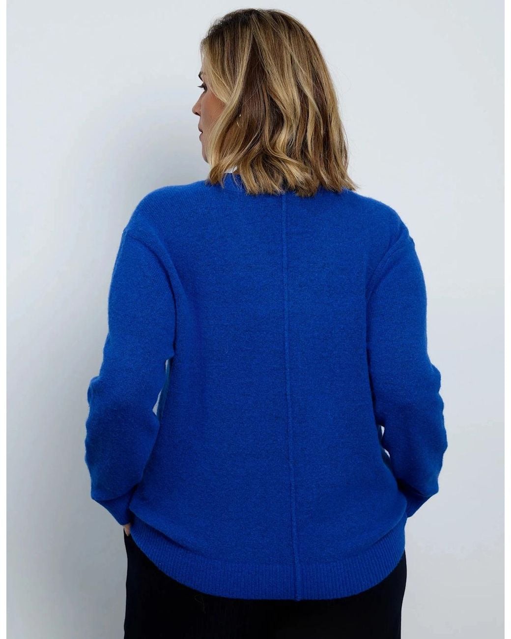 Live Unlimited London Blue Wool Blend V Neck Knitted Jumper