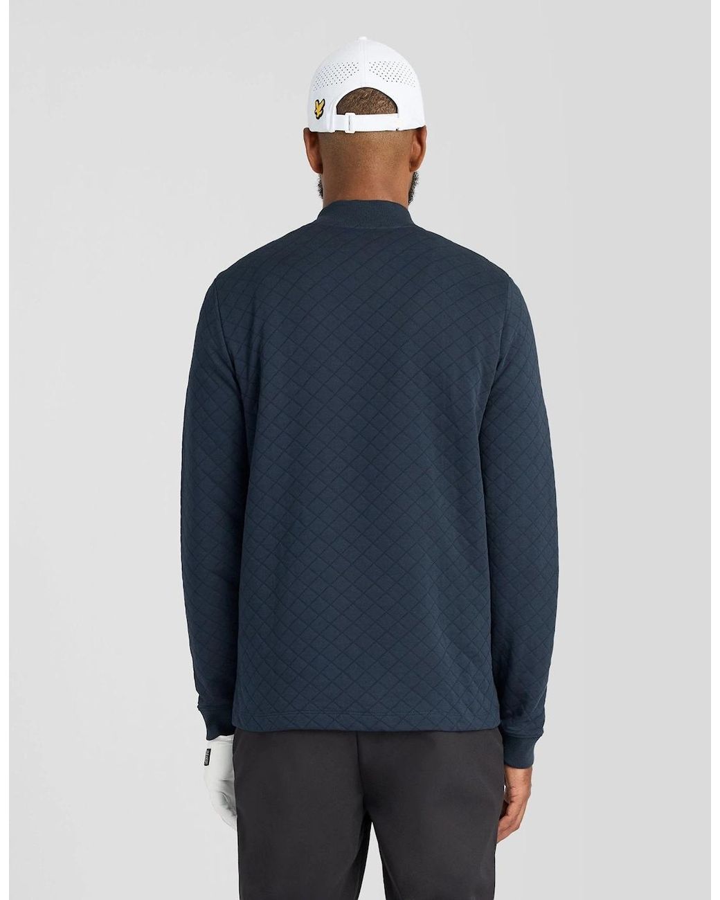 Lyle & Scott Blue Quilted 1/4 Zip Midlayer for men