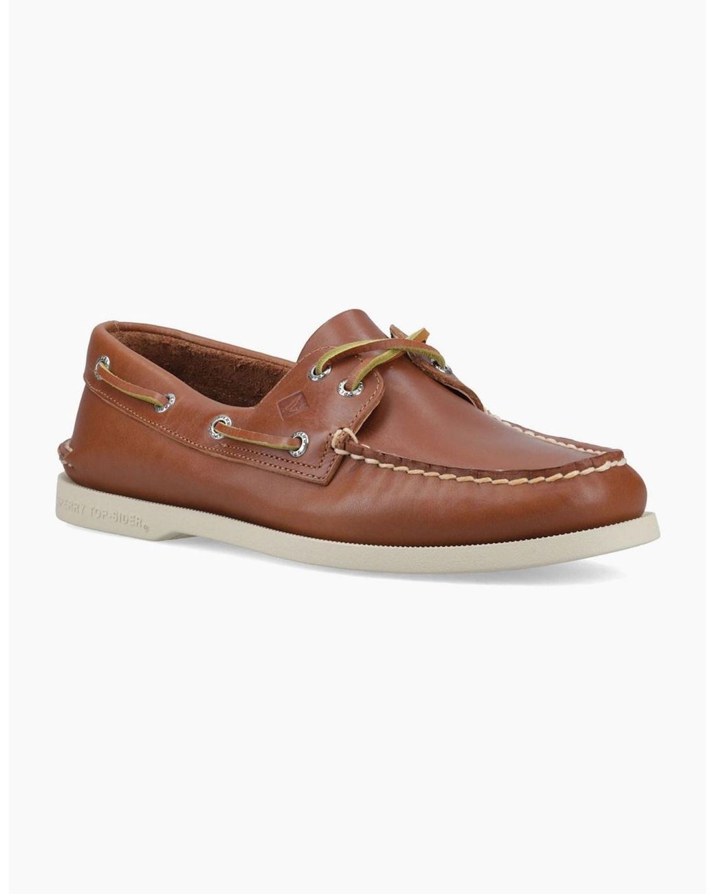Sperry Top-Sider Brown Sperry Authentic 2 Eye Leather Tan Boat Shoes for men