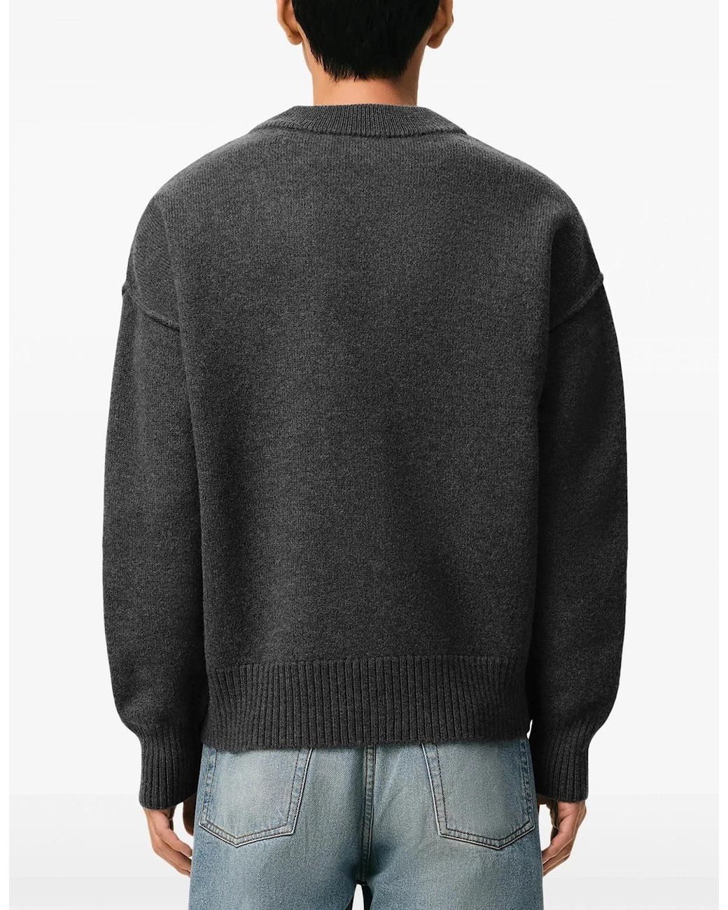 AMI Black Contrasted Ami De Coeur Cardigan for men