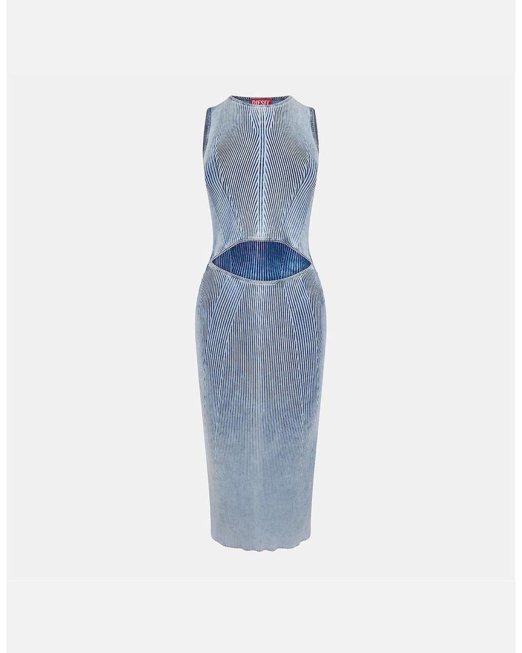 DIESEL Blue M Taryn Crew Neck Midi Bodycon Dress